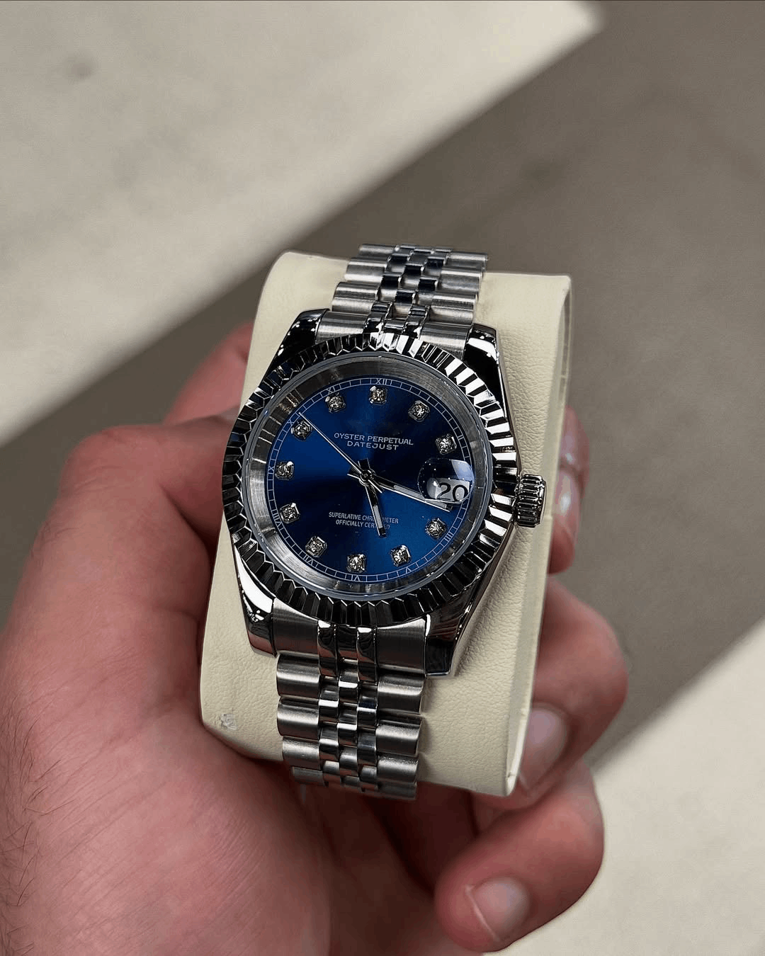 Classic Date Blue Diamond Dial