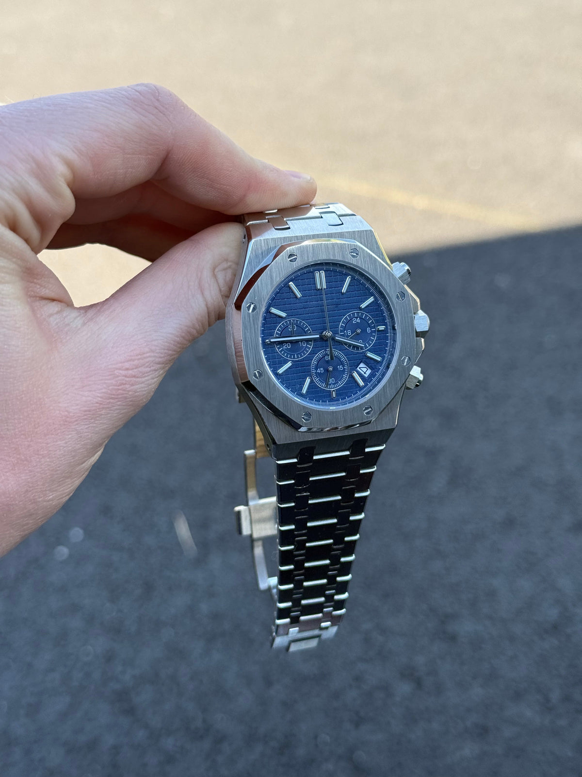 Octagonal Chronograph Blue Dial