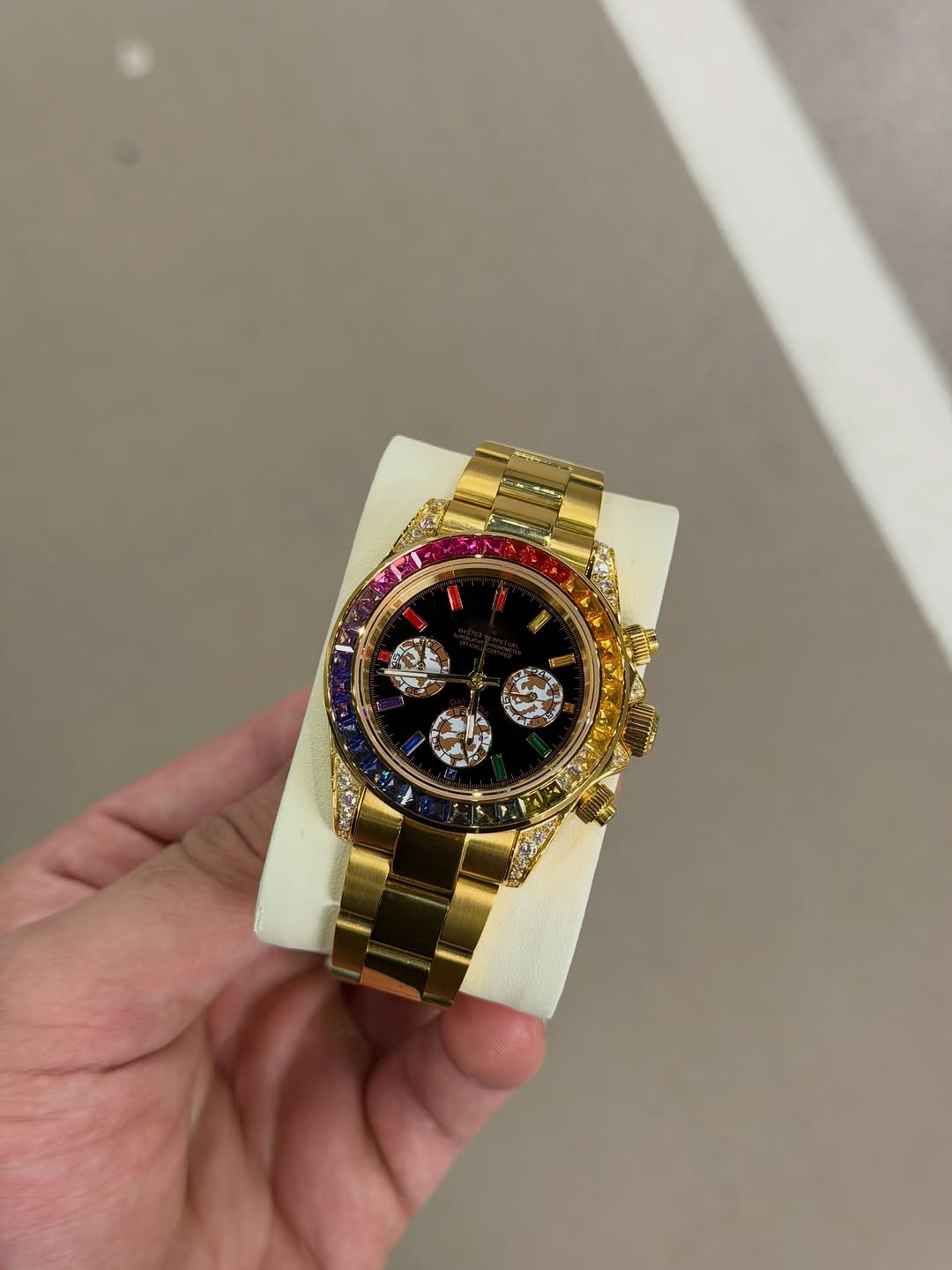 Chronograph Gold Diamond Rainbow