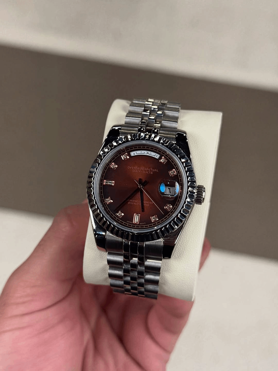 Day & Date Dark Chocolate Diamond Dial