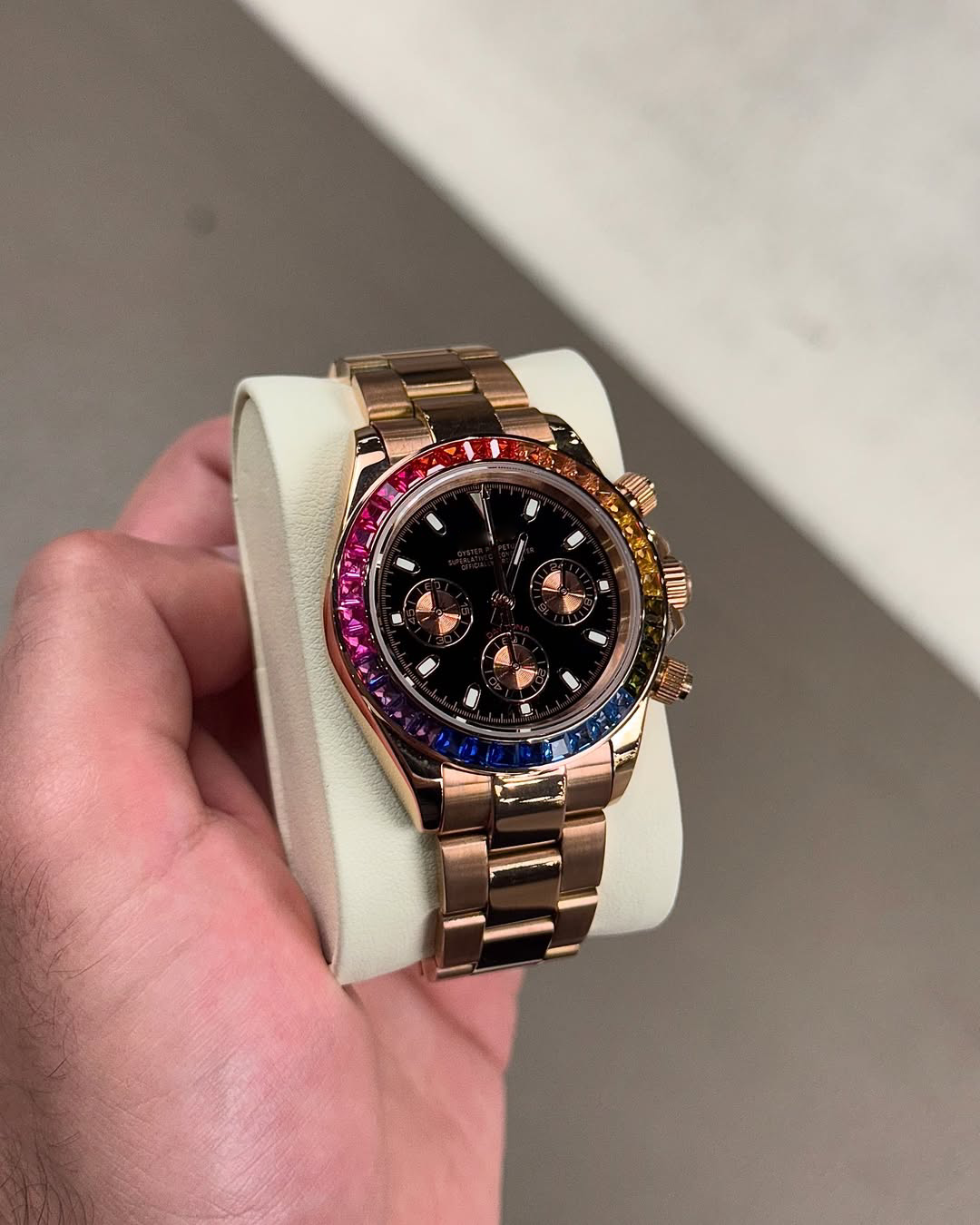 Chronograph Rose Gold Diamond Rainbow Dial