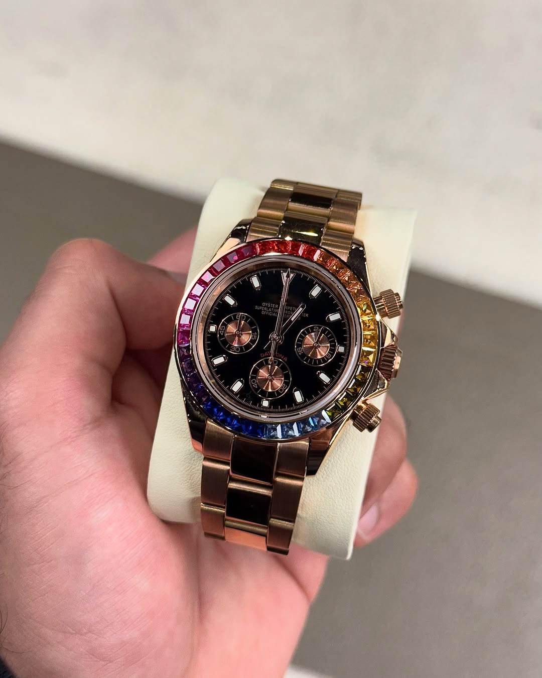 Chronograph Rose Gold Diamond Rainbow Dial