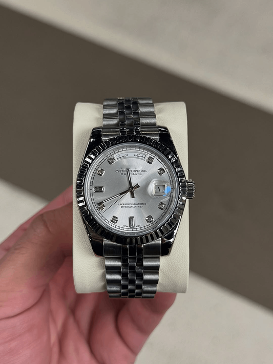 Day & Date Pearl White Diamond Dial