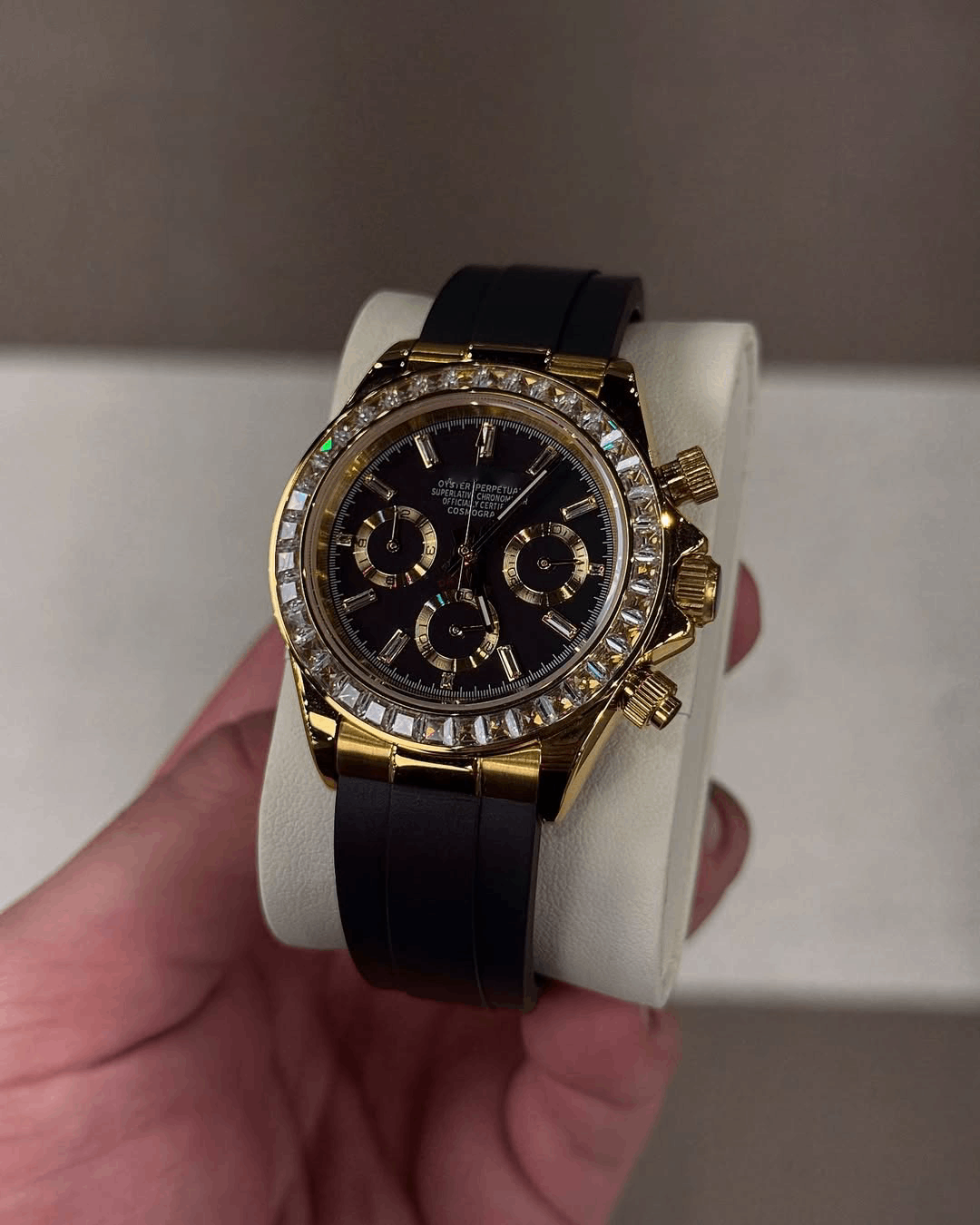 Chronograph Gold Baguette Diamond Flex