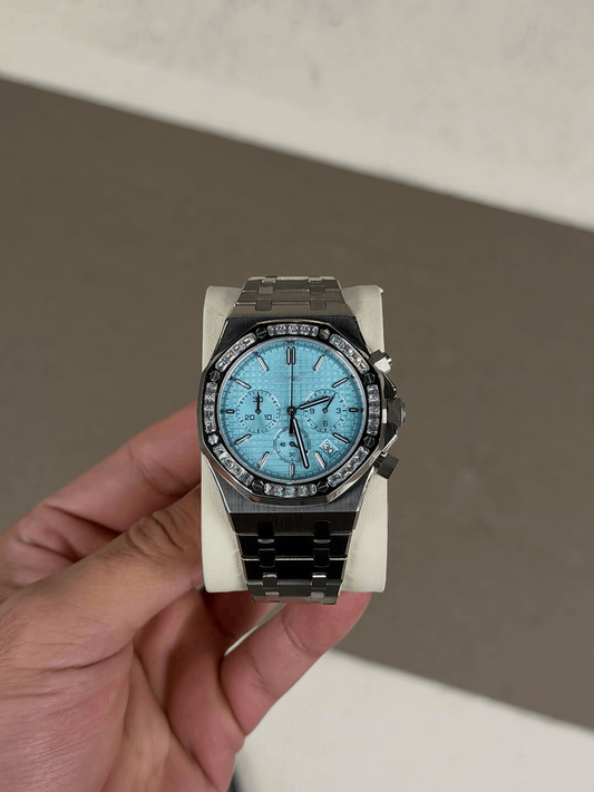 Octagonal Baby Blue Diamond Dial
