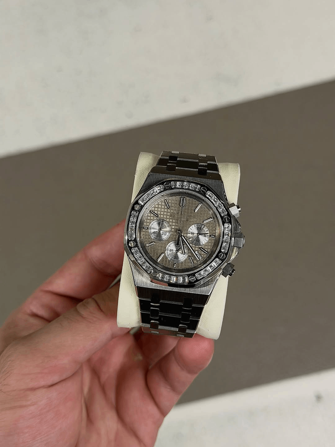 Octagonal Silver Diamond Dial