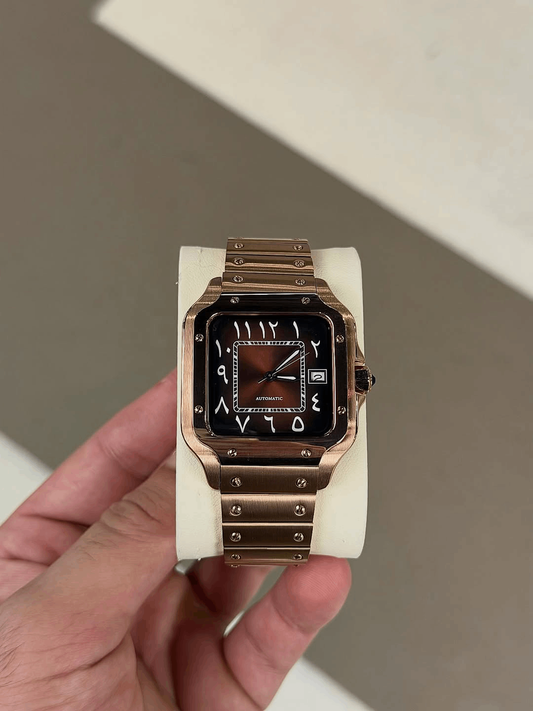 Square Rose Gold Arabic Dial