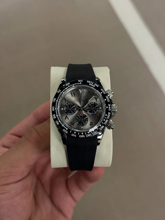 Chronograph Metallic Grey Arabic Dial