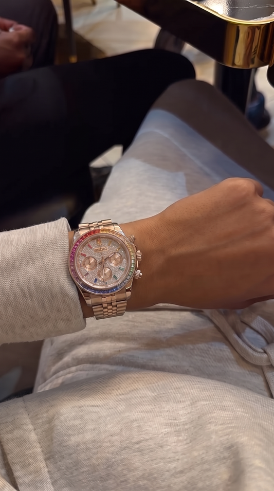 Chronograph Rose Gold Rainbow rose Dial Flex