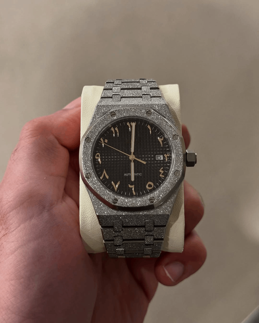 Octagonal Frozen Black Arabic Dial
