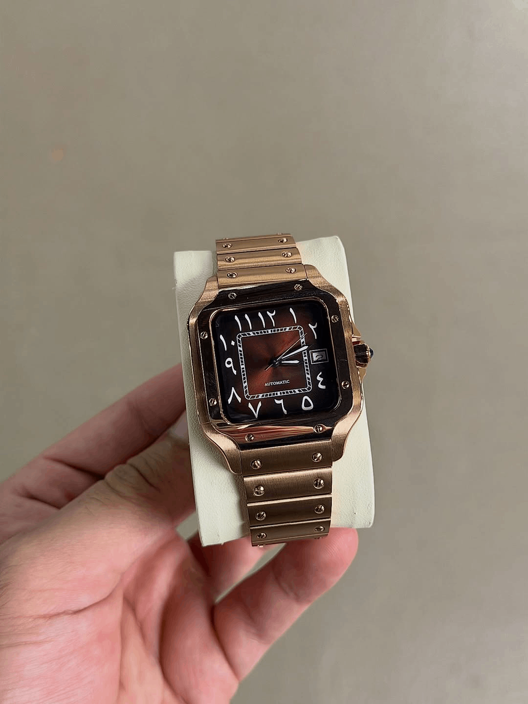 Square Rose Gold Arabic Dial