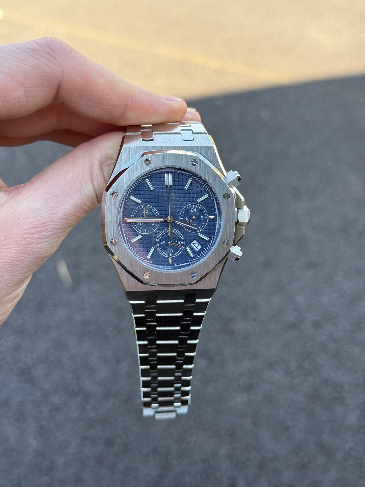 Octagonal Chronograph Blue Dial