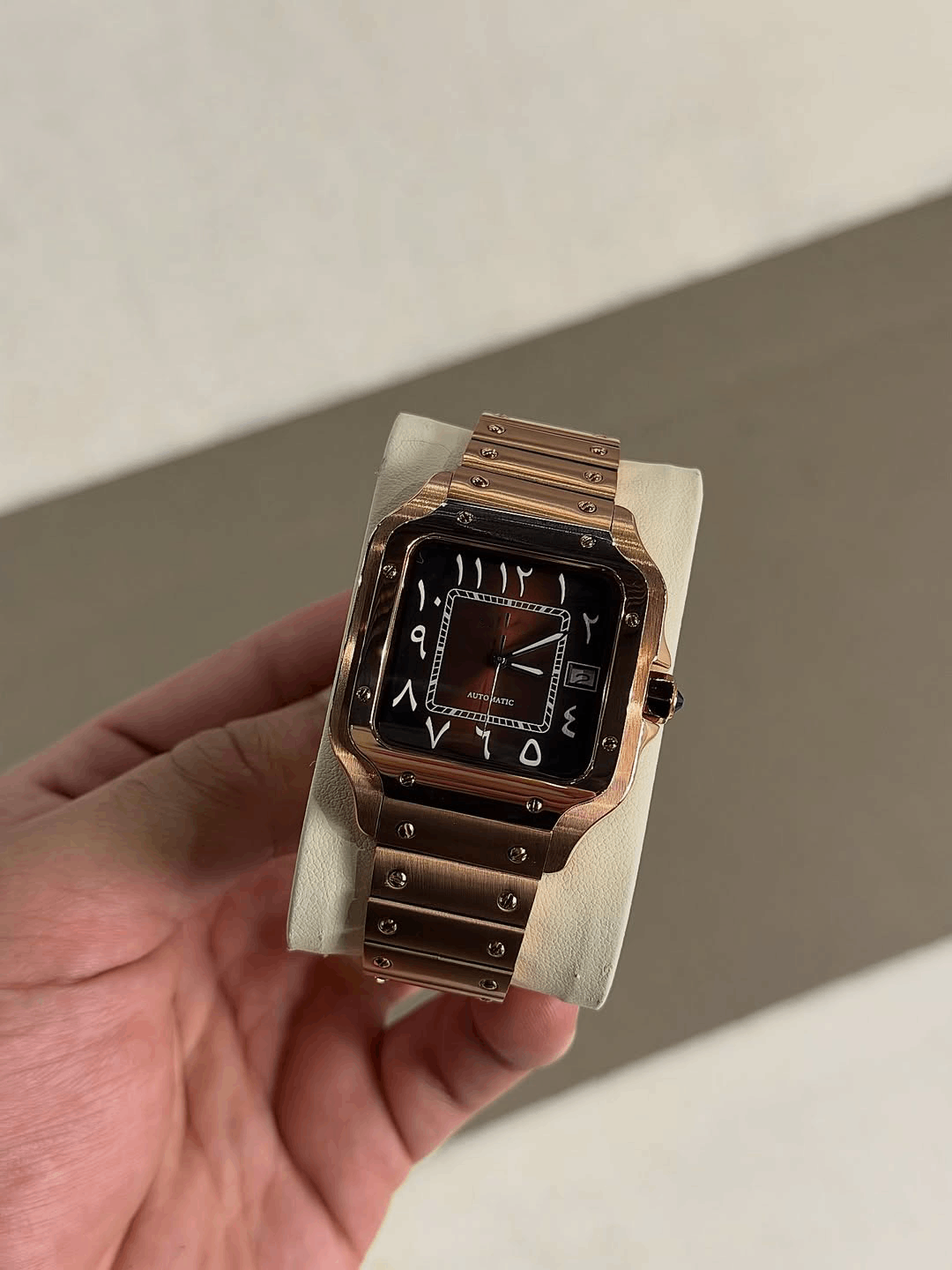 Square Rose Gold Arabic Dial