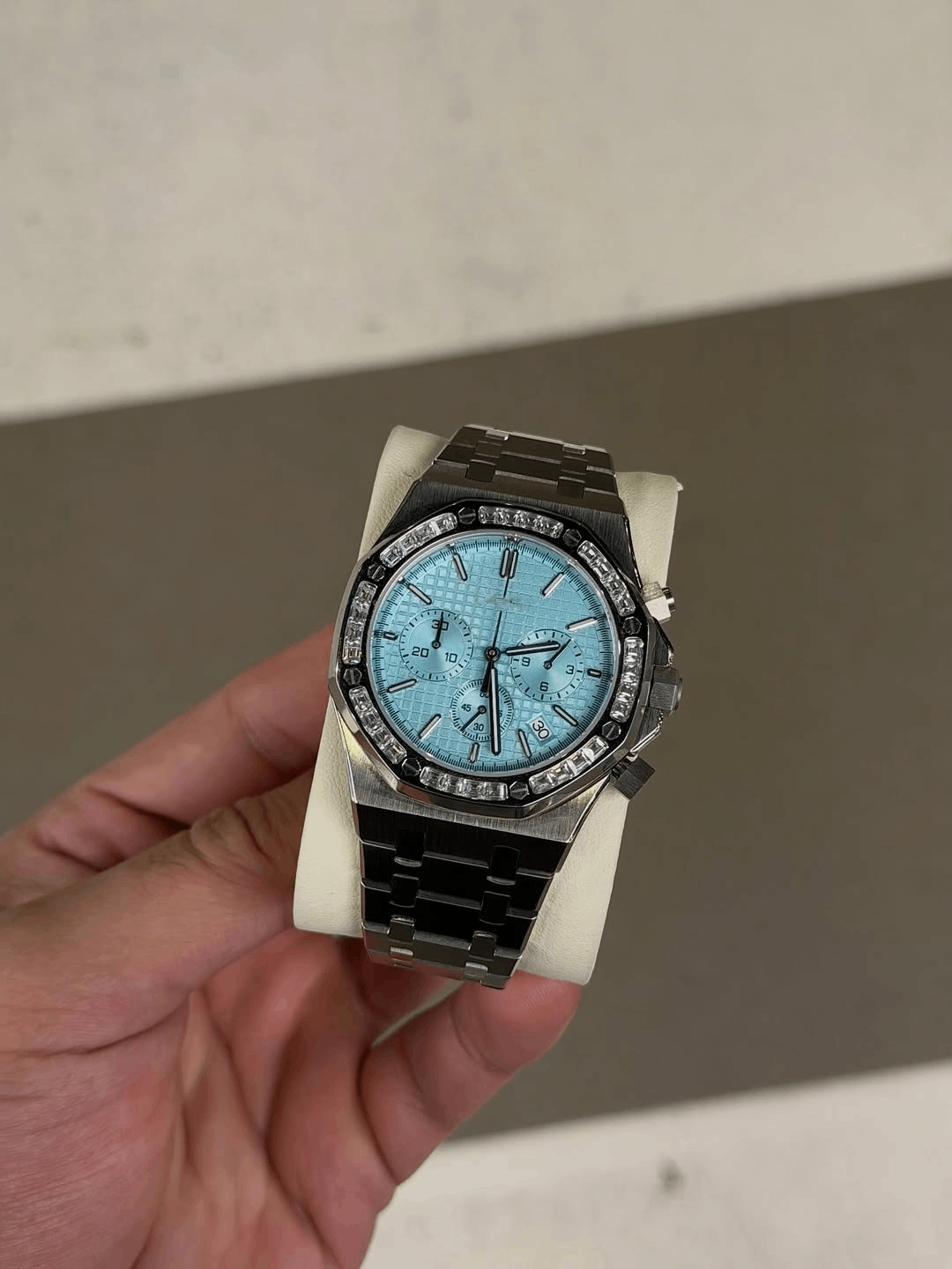 Octagonal Baby Blue Diamond Dial