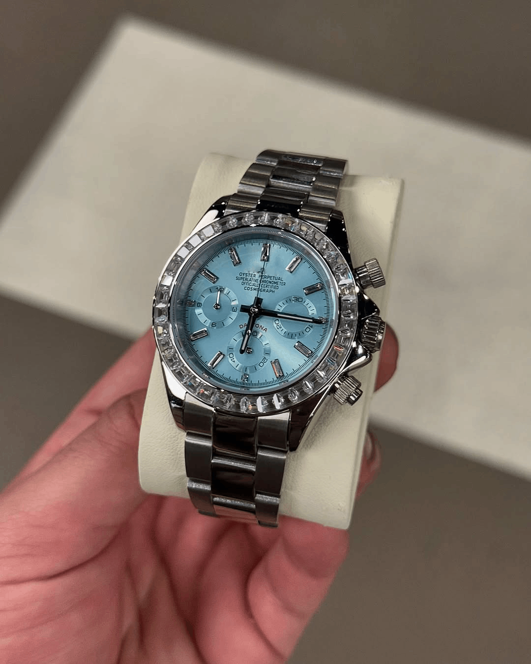 Chronograph Baguette Diamond Ice Blue