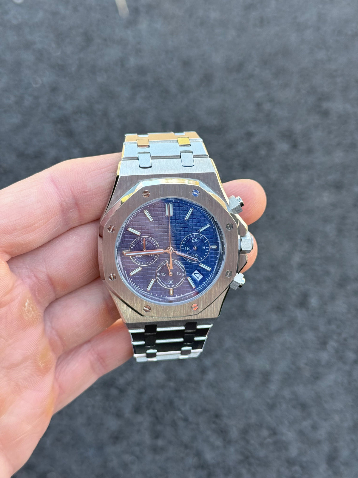 Octagonal Chronograph Blue Dial
