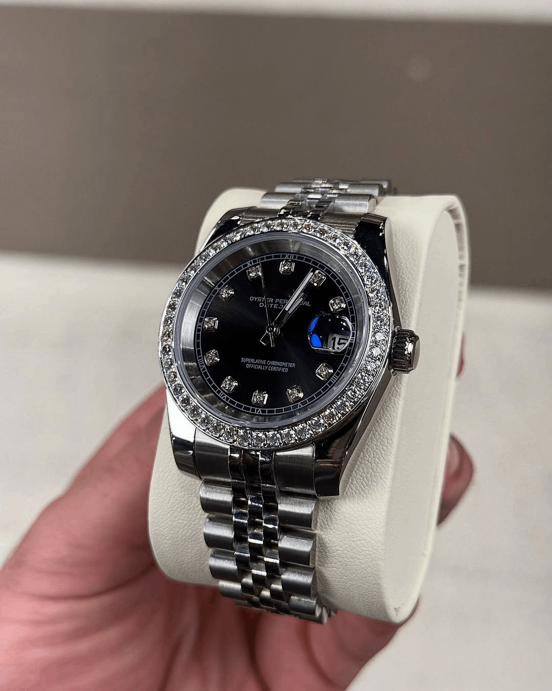 Classic Date Black Diamond Dial