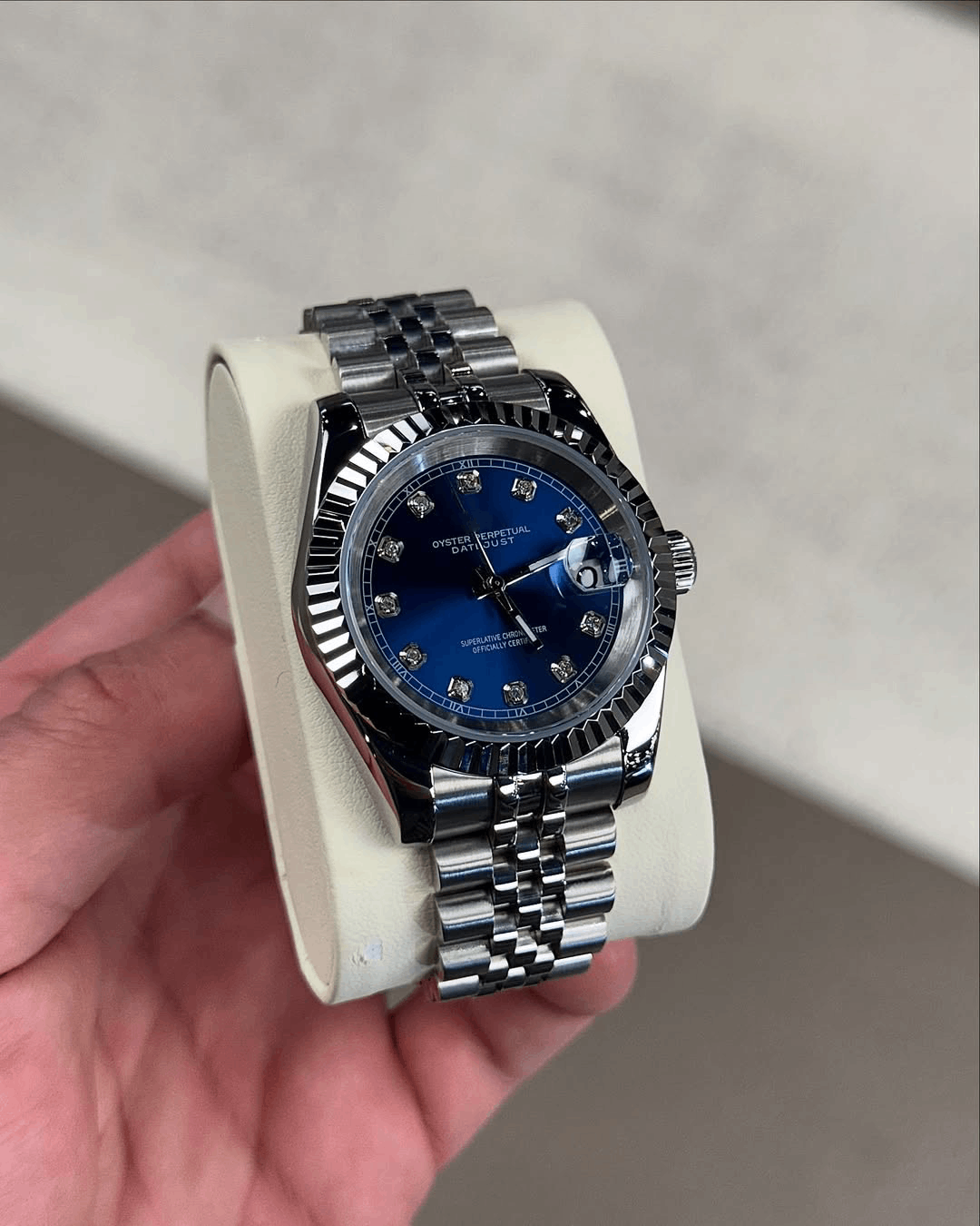 Classic Date Blue Diamond Dial