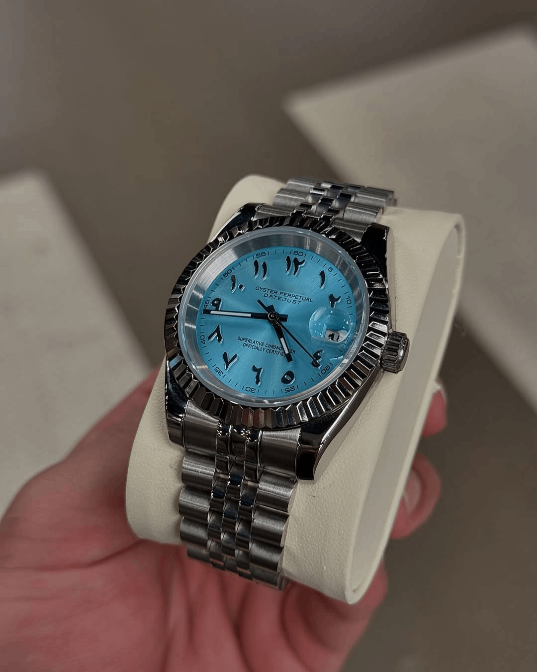Classic Date Sky blue Arabic Dial