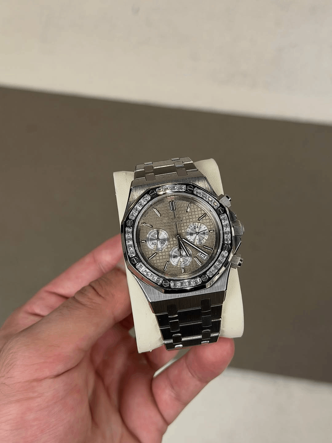Octagonal Silver Diamond Dial